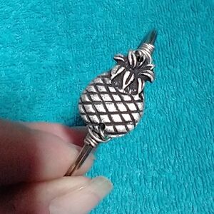Silvertone Pineapple Charm Bracelet L+D Born In The USA Small Wrist Child